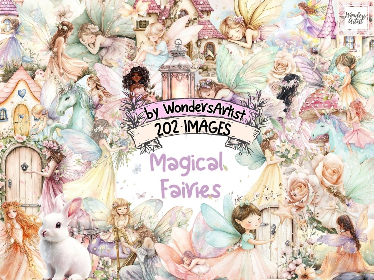 Magical Fairies Watercolor Clipart Enchanted Clipart - Wonders Artist