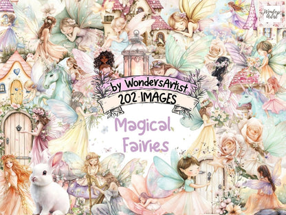 Magical Fairies Watercolor Clipart Enchanted Clipart - Wonders Artist