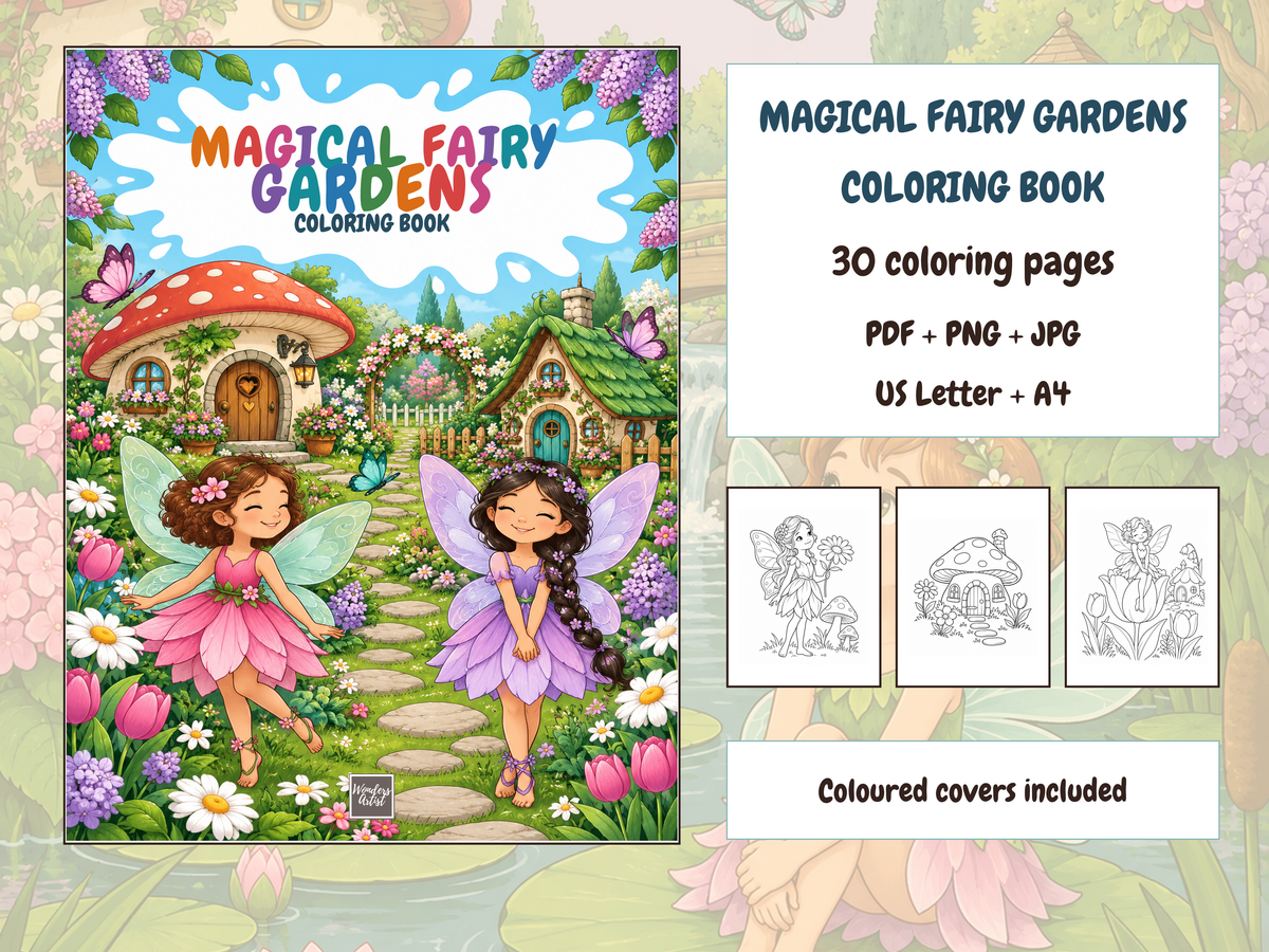 Magical Fairy Gardens Coloring Book — bundle preview