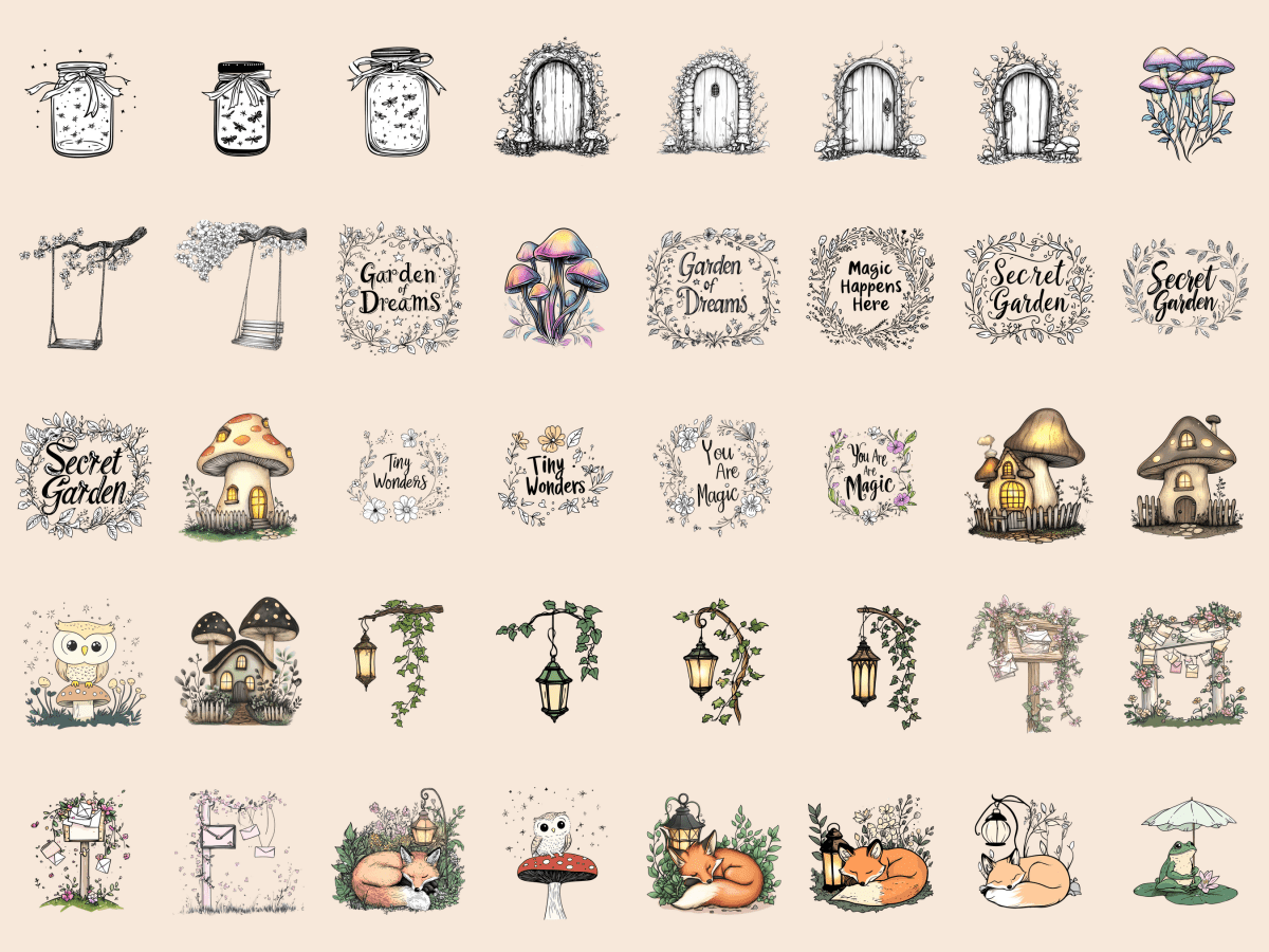 Magical Garden Cardmaking Clipart All Bundles Cardmaking Clipart - WondersArtist