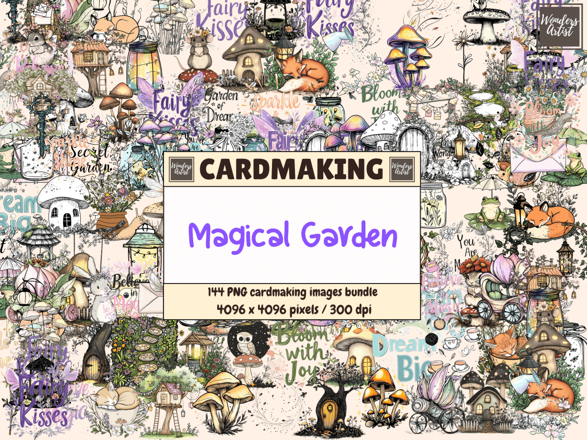 Magical Garden Cardmaking Clipart All Bundles Cardmaking Clipart - WondersArtist