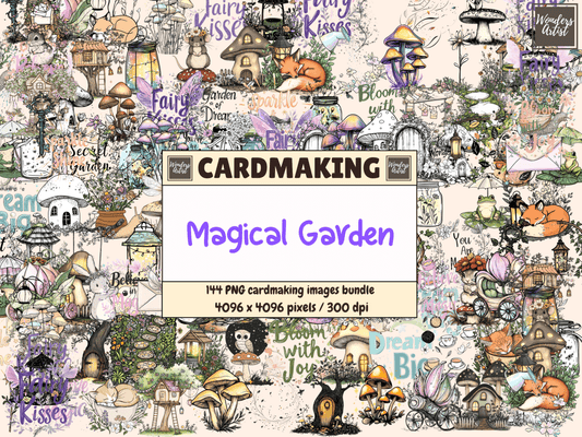 Magical Garden Cardmaking Clipart All Bundles Cardmaking Clipart - WondersArtist