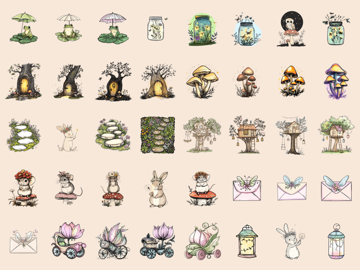 Magical Garden Cardmaking Clipart All Bundles Cardmaking Clipart - WondersArtist