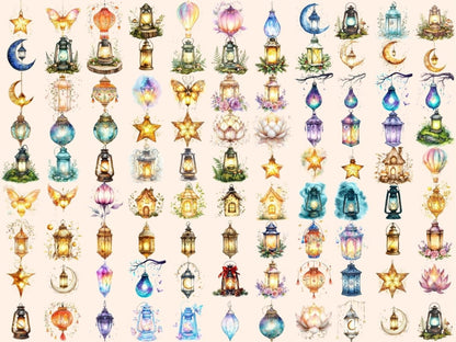 Magical Lanterns Watercolor Clipart Antique Lantern png - Wonders Artist