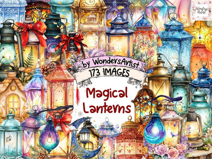 Magical Lanterns Watercolor Clipart Antique Lantern png - Wonders Artist