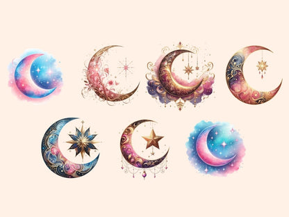 Magical Moons Clipart Cute moon art - Wonders Artist