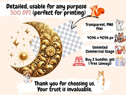 Magical Moons Clipart Cute moon art - Wonders Artist