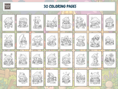 Magical Mushroom Houses Coloring Book — all 30 coloring pages