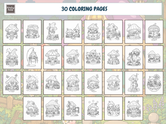 Magical Mushroom Houses Coloring Book