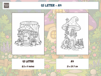 Magical Mushroom Houses Coloring Book — print sizes
