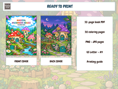 Magical Mushroom Houses Coloring Book — whats included