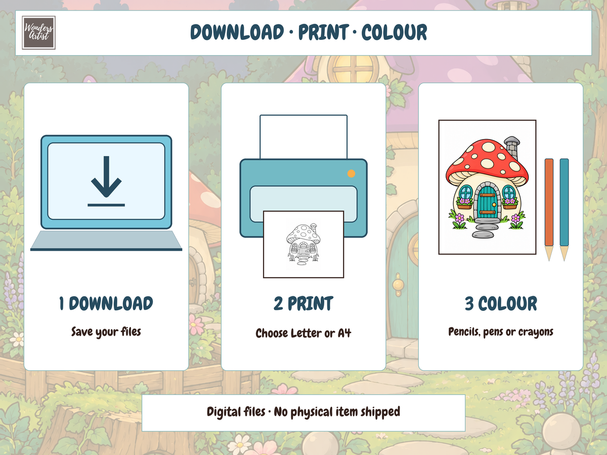 Magical Mushroom Houses Coloring Book — digital download