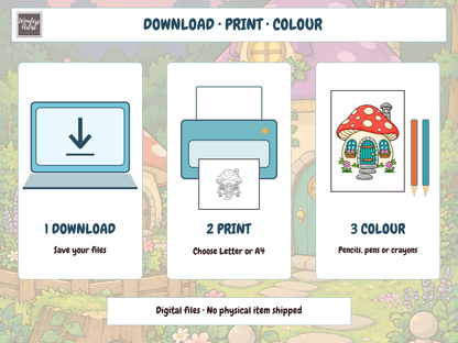 Magical Mushroom Houses Coloring Book — digital download
