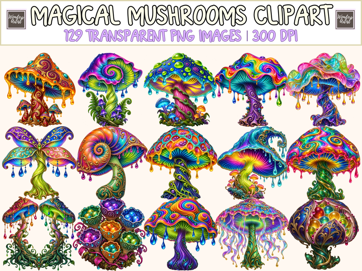 Magical Mushrooms Clipart — bundle preview