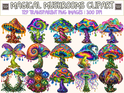 Magical Mushrooms Clipart — bundle preview