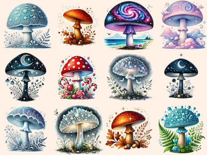Magical Mushrooms (P3) Clipart Cute mushroom art - Wonders Artist