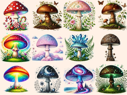 Magical Mushrooms (P3) Clipart Cute mushroom art - Wonders Artist