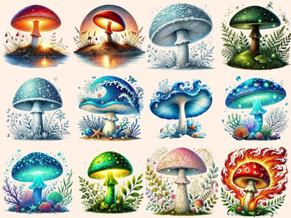 Magical Mushrooms (P3) Clipart Cute mushroom art - Wonders Artist