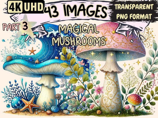 Magical Mushrooms (P3) Clipart Cute mushroom art - Wonders Artist