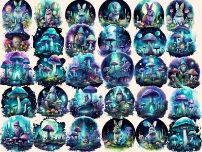 Magical Mushrooms Watercolor Clipart fairy mushroom png - Wonders Artist