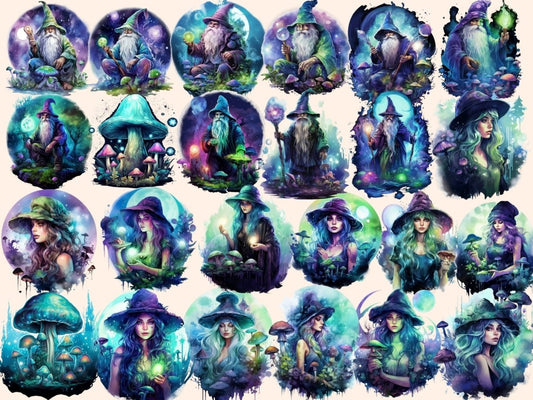 魔法のきのこ 水彩クリップアート