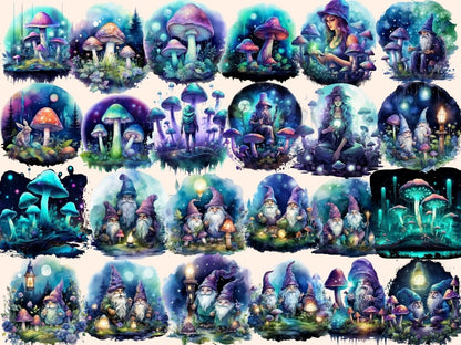 Magical Mushrooms Watercolor Clipart fairy mushroom png - Wonders Artist