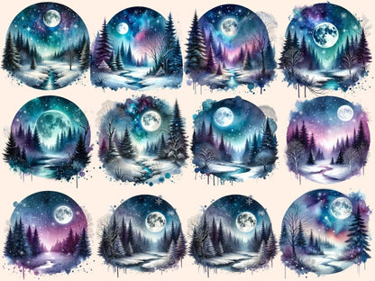 Magical Night Forests Clipart Cute forest art - Wonders Artist
