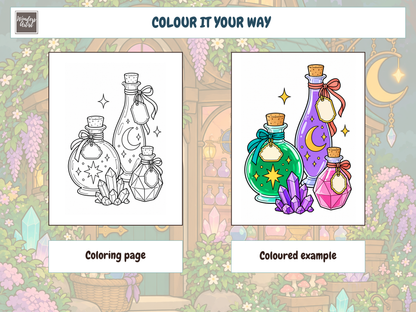Magical Potion Shop Coloring Book — coloring page and example