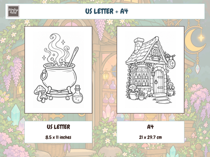 Magical Potion Shop Coloring Book — print sizes