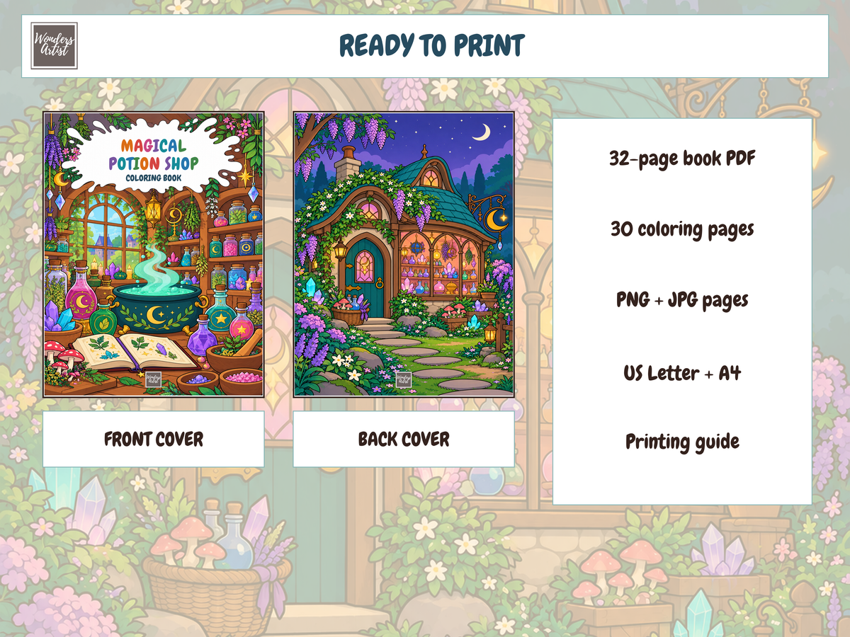 Magical Potion Shop Coloring Book — whats included