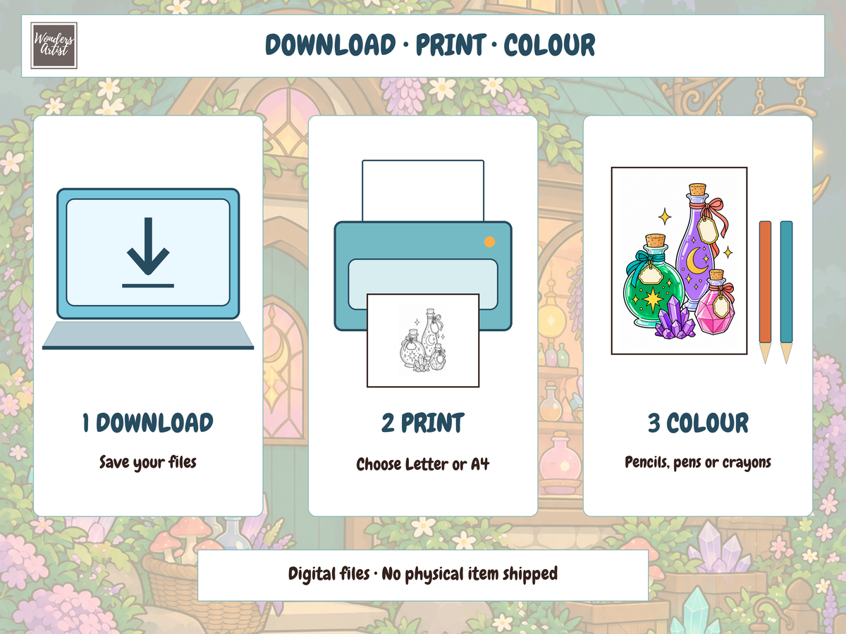 Magical Potion Shop Coloring Book — digital download