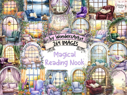 Magical Reading Nook Watercolor Clipart book clipart - Wonders Artist