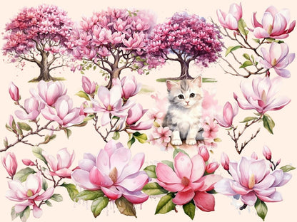 Magnolia Watercolor Clipart floral blossoms png - Wonders Artist