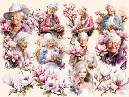 Magnolia Watercolor Clipart floral blossoms png - Wonders Artist