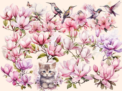 Magnolia Watercolor Clipart floral blossoms png - Wonders Artist