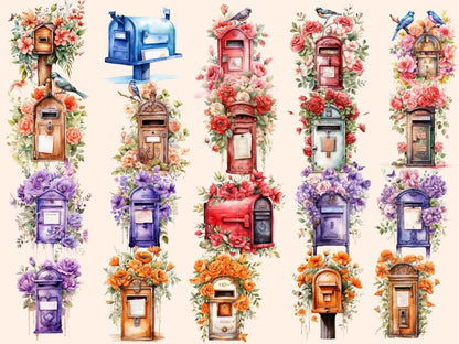 Mailboxes Watercolor Clipart floral mailbox png - Wonders Artist