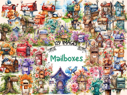 Mailboxes Watercolor Clipart floral mailbox png - Wonders Artist