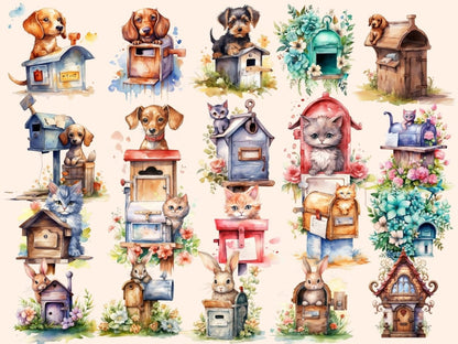 Mailboxes Watercolor Clipart floral mailbox png - Wonders Artist