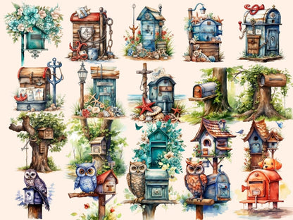 Mailboxes Watercolor Clipart floral mailbox png - Wonders Artist