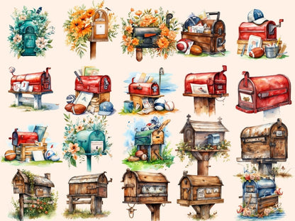 Mailboxes Watercolor Clipart floral mailbox png - Wonders Artist