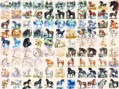 Majestic Horses Watercolor Clipart elegant horse art equestrian clipart graceful horse png - WondersArtist