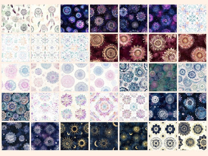 Mandalas Seamless Pattern Digital Papers boho mandala print colorful mandalas digital paper - WondersArtist