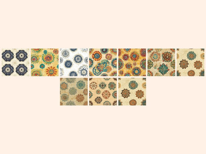 Mandalas Seamless Pattern Digital Papers boho mandala print colorful mandalas digital paper - WondersArtist