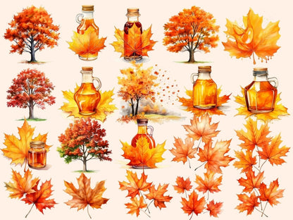 Maple Watercolor Clipart autumn clipart - Wonders Artist