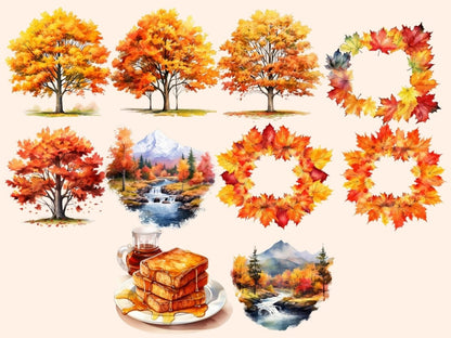 Maple Watercolor Clipart autumn clipart - Wonders Artist