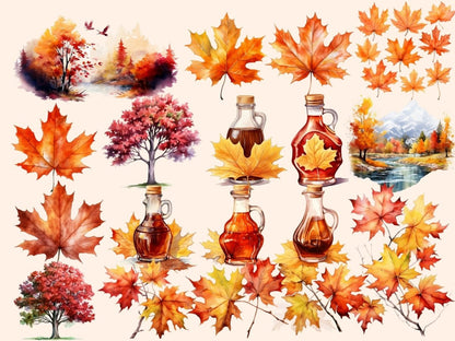 Maple Watercolor Clipart autumn clipart - Wonders Artist