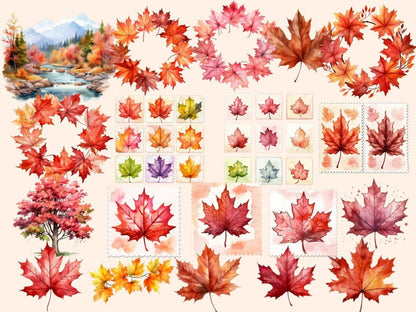 Maple Watercolor Clipart autumn clipart - Wonders Artist