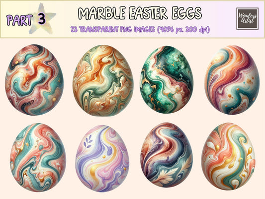 Marble Easter Eggs (P3) Clipart - High - Quality Instant Digital Download for Creative Projects