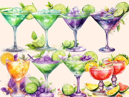 Margarita Cocktails Watercolor Clipart cocktail clipart - Wonders Artist