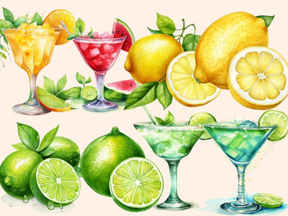 Margarita Cocktails Watercolor Clipart cocktail clipart - Wonders Artist